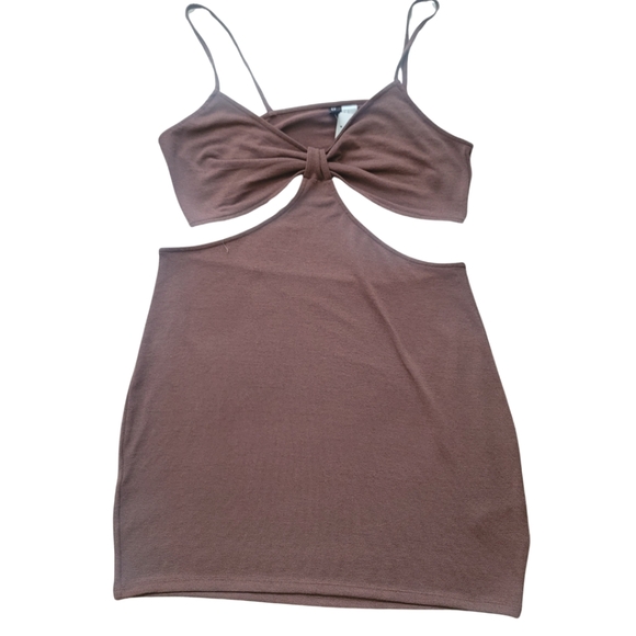 H&M Divided Cut Out Stretchy Soft Summer Dress in Brown Size XL - Picture 2 of 9